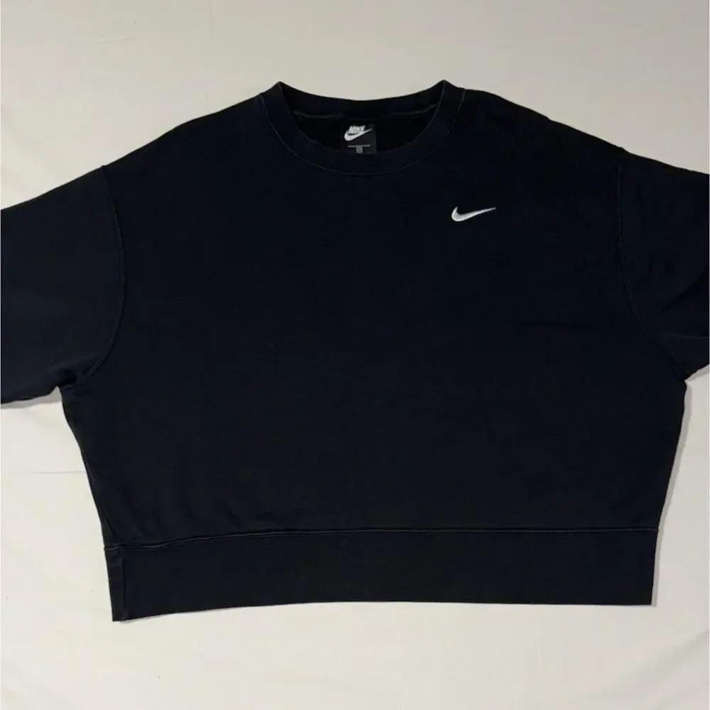 Nike Sportswear Women’s Fleece Sweatshirt Crew Cropped Black Size 2X